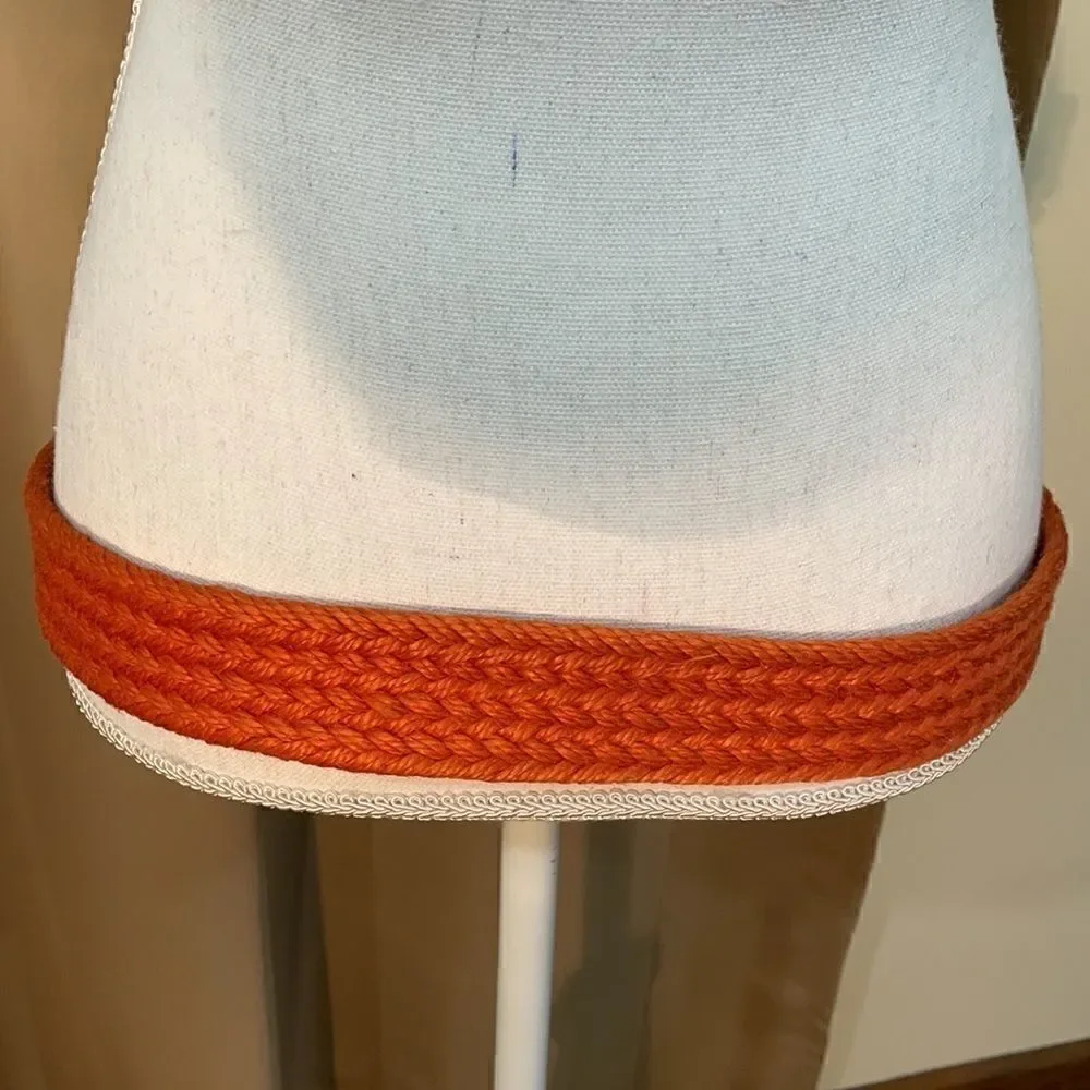 Vintage 1970s Bechelli Orange Leather and Webbing Belt  size large